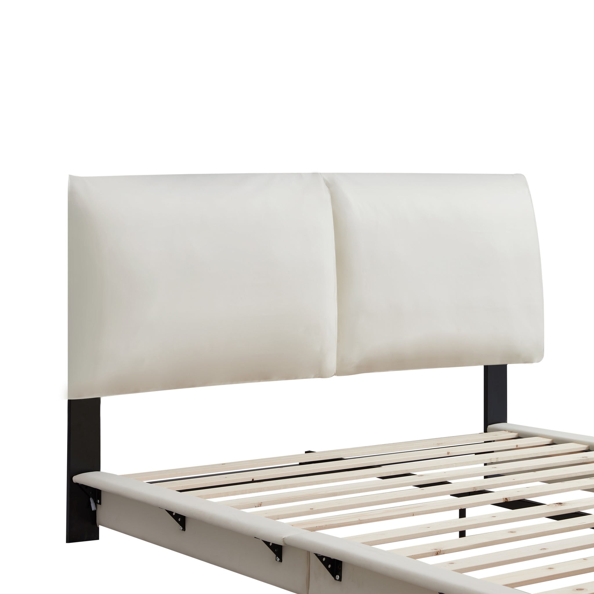 Full Size Upholstered Platform Bed with Sensor Light white-upholstered