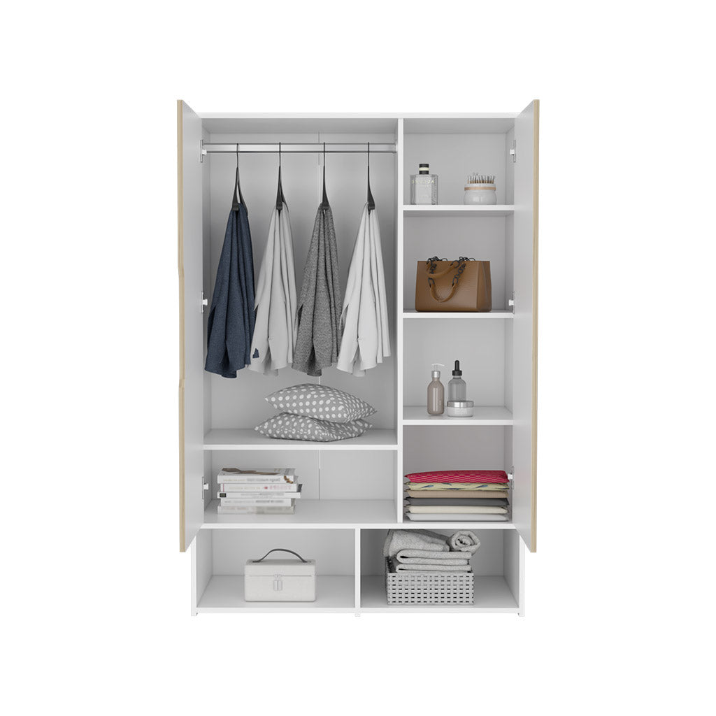 Armoire Barletta, Bedroom, Light Oak White White Particle Board Particle Board