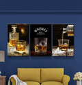 3 Panels Framed Canvas Whiskey Wall Art Decor,3 Pieces Mordern Canvas Painting Decoration Painting For Chrismas Gift, Office,Dining Room,Living Room, Bathroom, Bedroom Decor Ready To Hang Rectangle