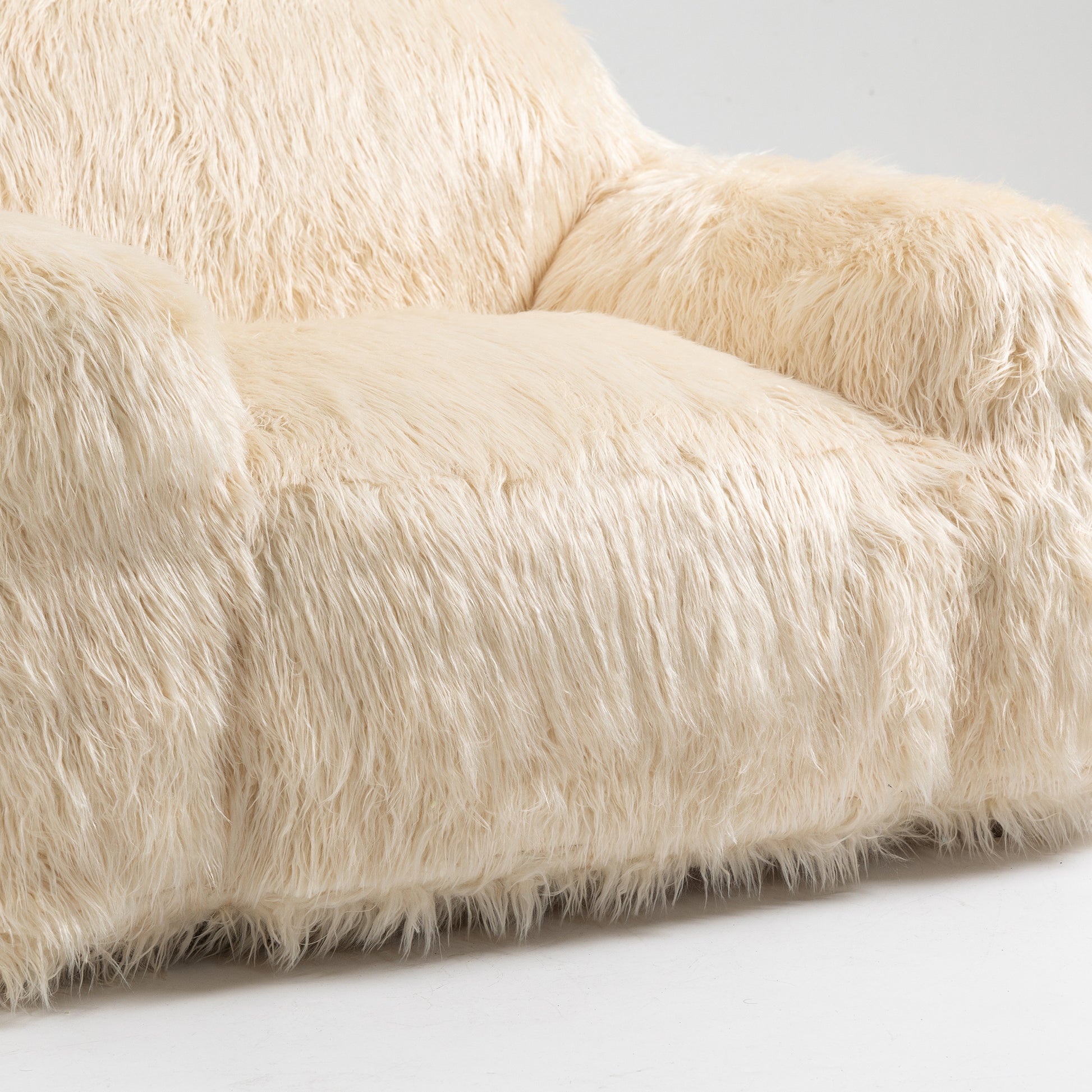 Bean Bag Chair Lazy Sofa Bean Bag Chair Adult, Teen High Density Foam Padded Modern Accent Chair Comfortable Living Room, Bedroom Chair Beige Faux Fur