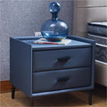 Nightstand, Modern Nightstand With 2 Drawers, Night Stand With Pu Leather And Hardware Legs, End Table, Bedside Cabinet For Living Room Bedroom Grey Blue Blue Gray Pu