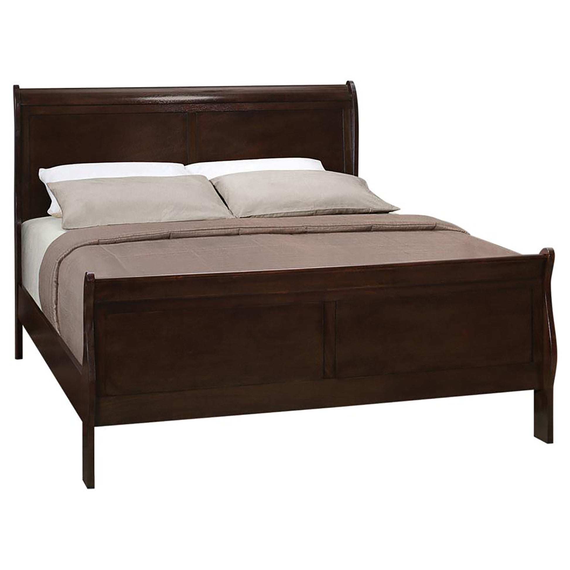 Cappuccino Full Sleigh Bed Box Spring Required Full Cappuccino Wood Brown Bedroom Traditional Rubberwood Panel Wood