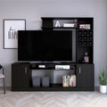 Entertainment Center Modoc, Living Room, Black Black 60 69 Inches Particle Board Particle Board