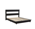 Queen Size Upholstered Platform Bed With Sensor Light And Ergonomic Design Backrests, Black Black Upholstered