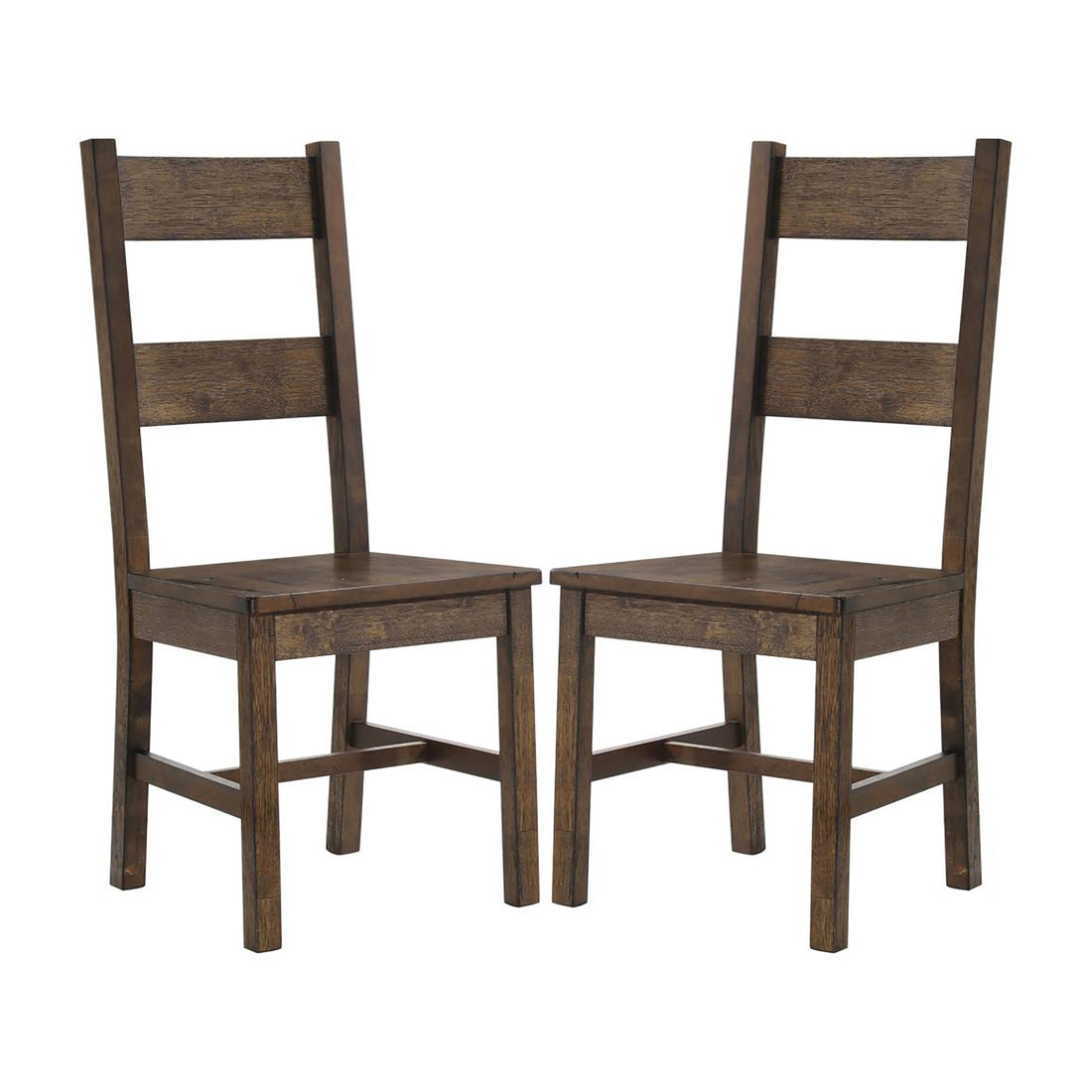 Rustic Golden Brown Ladder Back Dining Chairs Set Of 2 Solid Brown Brown Dining Room Wipe Clean Farmhouse,Rustic Side Chair Rubberwood Ladder Back Wood