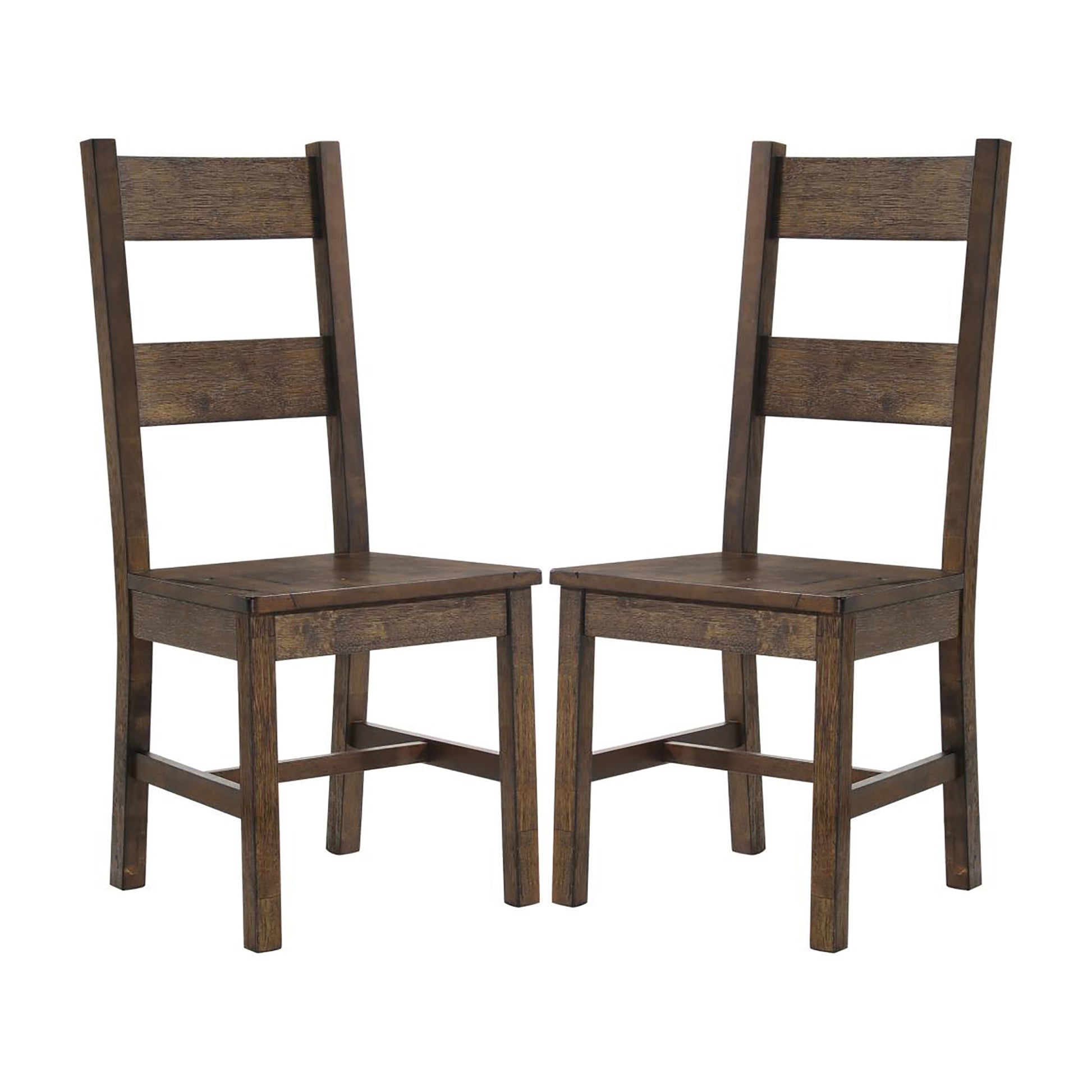 Rustic Golden Brown Ladder Back Dining Chairs Set Of 2 Solid Brown Brown Dining Room Wipe Clean Farmhouse,Rustic Side Chair Rubberwood Ladder Back Wood