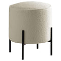 Beige And Matte Black Round Upholstered Ottoman Beige Polyester Wood Beige Solid Backless Medium Soft Contemporary,Modern Round Armless Foam Fabric