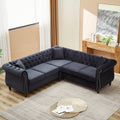 83.5 Inch Oversized Corner Sofa, L Shaped Sectional Couch,5 Seater Corner Sofas With 3 Pillows For Living Room, Bedroom, Apartment, Office Black Foam Velvet