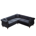83.5 Inch Oversized Corner Sofa, L Shaped Sectional Couch,5 Seater Corner Sofas With 3 Pillows For Living Room, Bedroom, Apartment, Office Black Foam Velvet