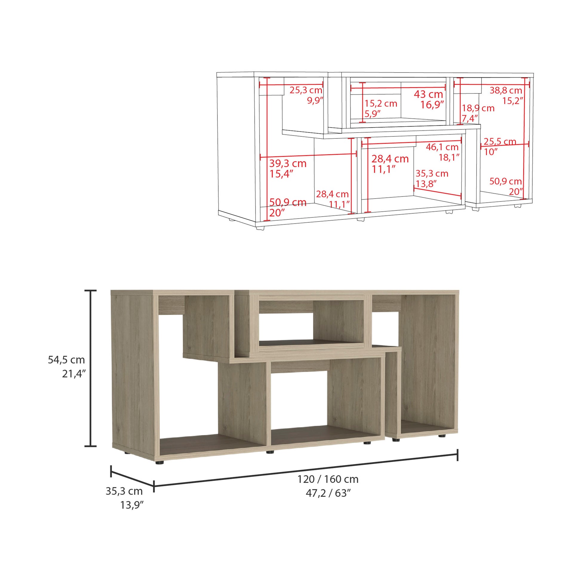 Extendable Tv Stand Houston, Living Room, Light Pine Beige 50 59 Inches Particle Board Particle Board