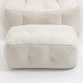 Fluffy Bean Bag Chair, Comfortable Bean Bag For Adults And Children, Super Soft Lazy Sofa Chair With Memory Foam And Ottoman, Indoor Modern Focus Bean Bag Chair For Living Room, Bedroom, Apartment White Velvet