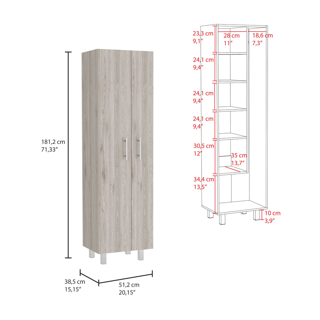 Closet Pantry Copenhague, Bedroom, Light Gray White Light Gray Particle Board Particle Board