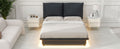 Full Size Upholstered Platform Bed With Sensor Light And Ergonomic Design Backrests, Black Black Upholstered