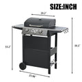 Propane Gas Grill 3 Burner Barbecue Grill, Stainless Steel 26,000 Btu Patio Garden Barbecue Grill With Two Shelves, Lid, Wheels And Bottle Opener Black Iron