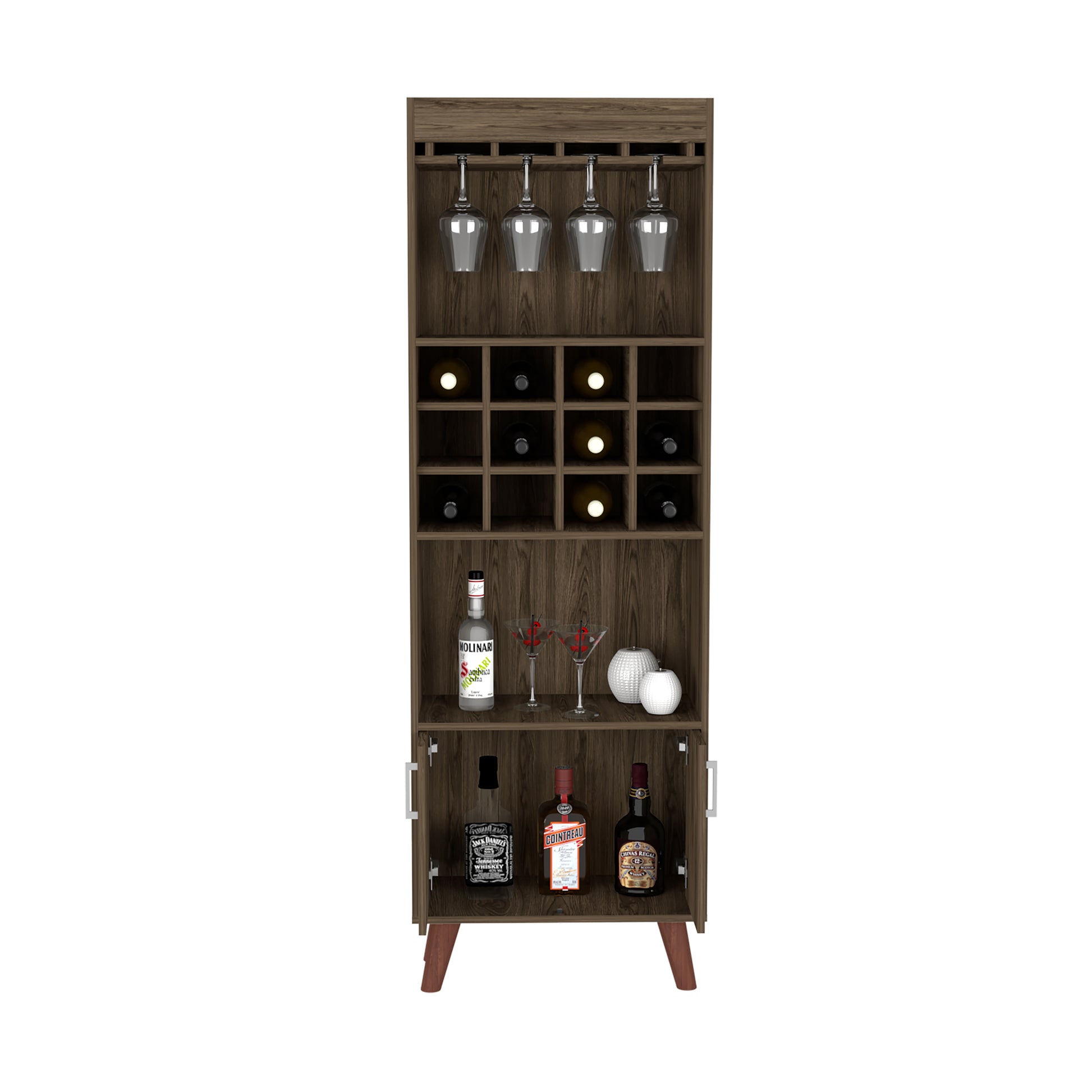 Bar Cabinet Bull, Living Room, Dark Walnut Walnut Particle Board Particle Board