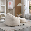 Bedding Bean Bag Sofa Chair High Pressure Foam Bean Bag Chair Adult Material With Padded Foam Padding Compressed Bean Bag With Footrest Beige Microfiber