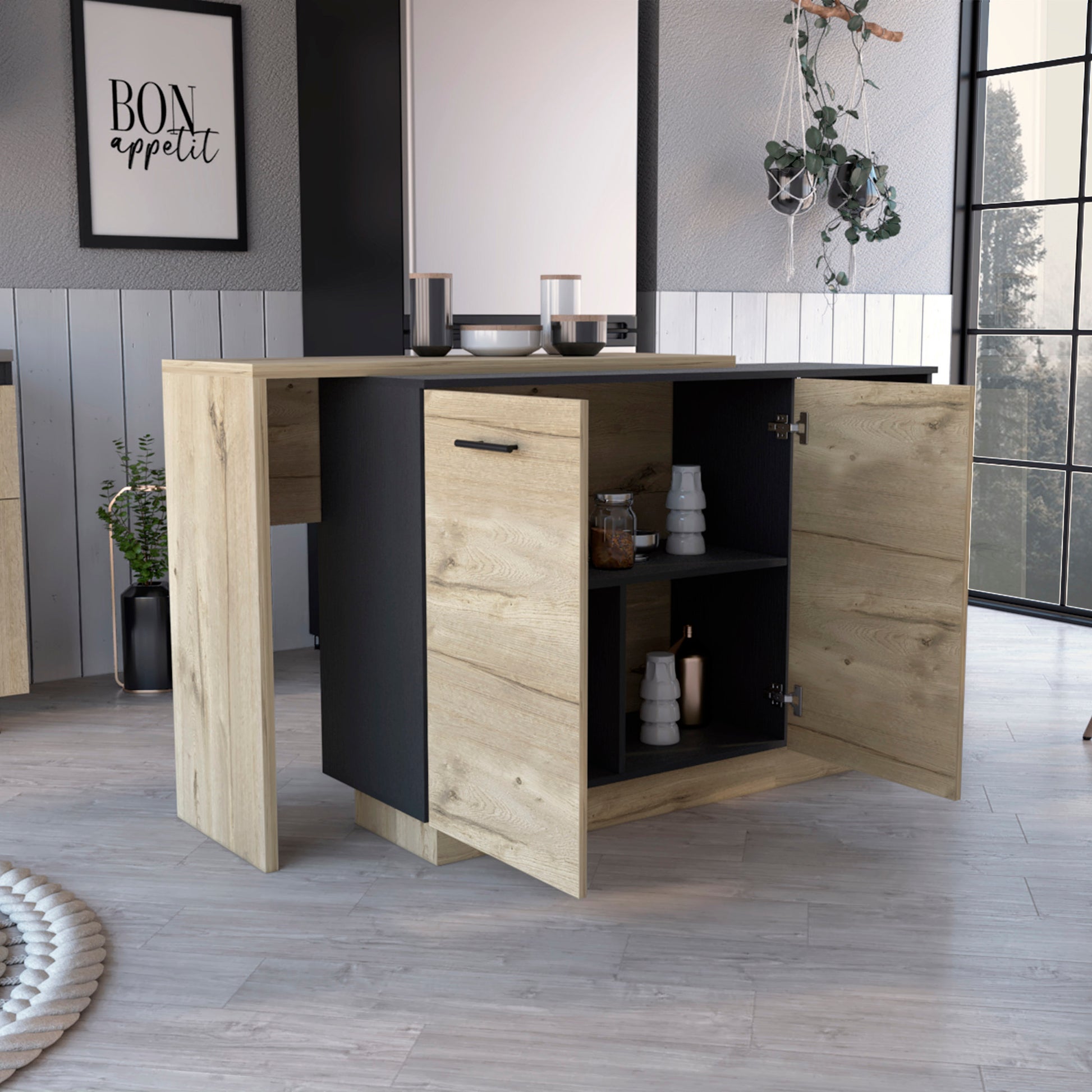 Kitchen Island Ohio, Kitchen, Black Light Oak