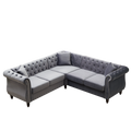 83.5 Inch Oversized Corner Sofa, L Shaped Sectional Couch,5 Seater Corner Sofas With 3 Pillows For Living Room, Bedroom, Apartment, Office Gray Foam Velvet