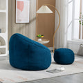 Bedding Bean Bag Sofa Chair High Pressure Foam Bean Bag Chair Adult Material With Padded Foam Padding Compressed Bean Bag With Footrest Blue Microfiber