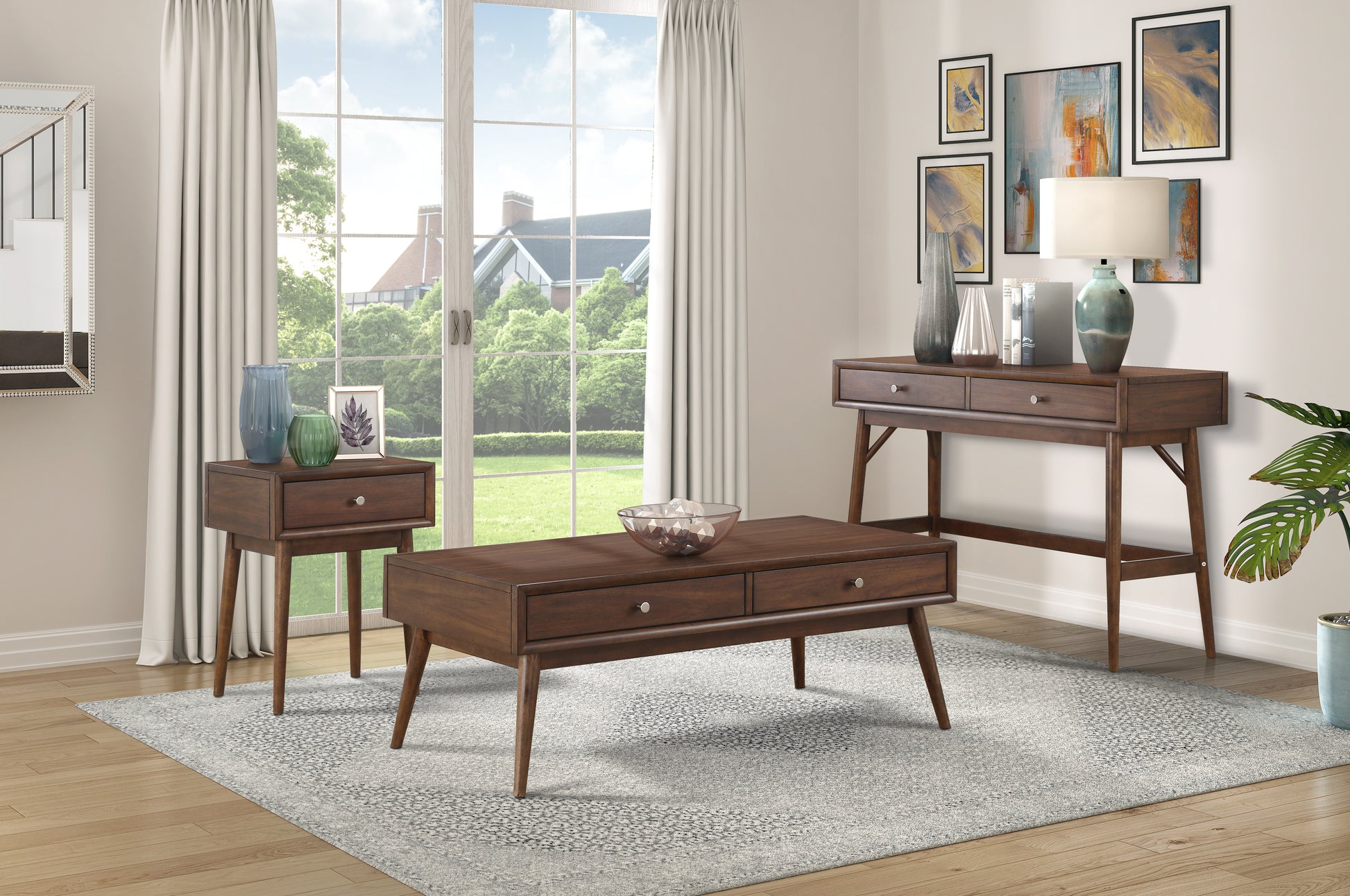 Retro Modern Style 1Pc Coffee Table With 2X Drawers Brown Finish Living Room Furniture Walnut Veneer Wooden Furniture Brown Brown Primary Living Space Modern,Retro Rectangular Drawers Coffee & End Tables Wood