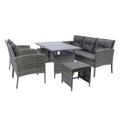 6 Piece Patio Wicker Sectional Set Patio Backyard Conversation Set Grey Wicker Dark Grey Cushion Yes Complete Patio Set Grey Rust Resistant Frame Mildew Resistant Cushion Garden & Outdoor Classic,Modern Multiple Chairs Seating Group Fiber Foam Pads