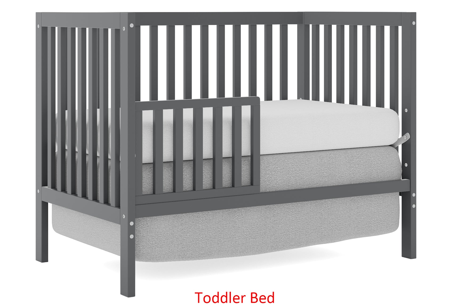 5 In 1 Convertible Crib, Converts From Baby Crib To Toddler Bed, Fits Standard Full Size Crib Mattress ,Easy To Assemble 53*29*9 Inches Storm Grey Steel Gray Classic Pine Wood