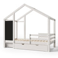 Full House Bed With Blackboard And Drawers, Two Assembly Options, White Full White Wood