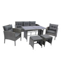 6 Piece Patio Wicker Sectional Set Patio Backyard Conversation Set Grey Wicker Dark Grey Cushion Yes Complete Patio Set Grey Rust Resistant Frame Mildew Resistant Cushion Garden & Outdoor Classic,Modern Multiple Chairs Seating Group Fiber Foam Pads