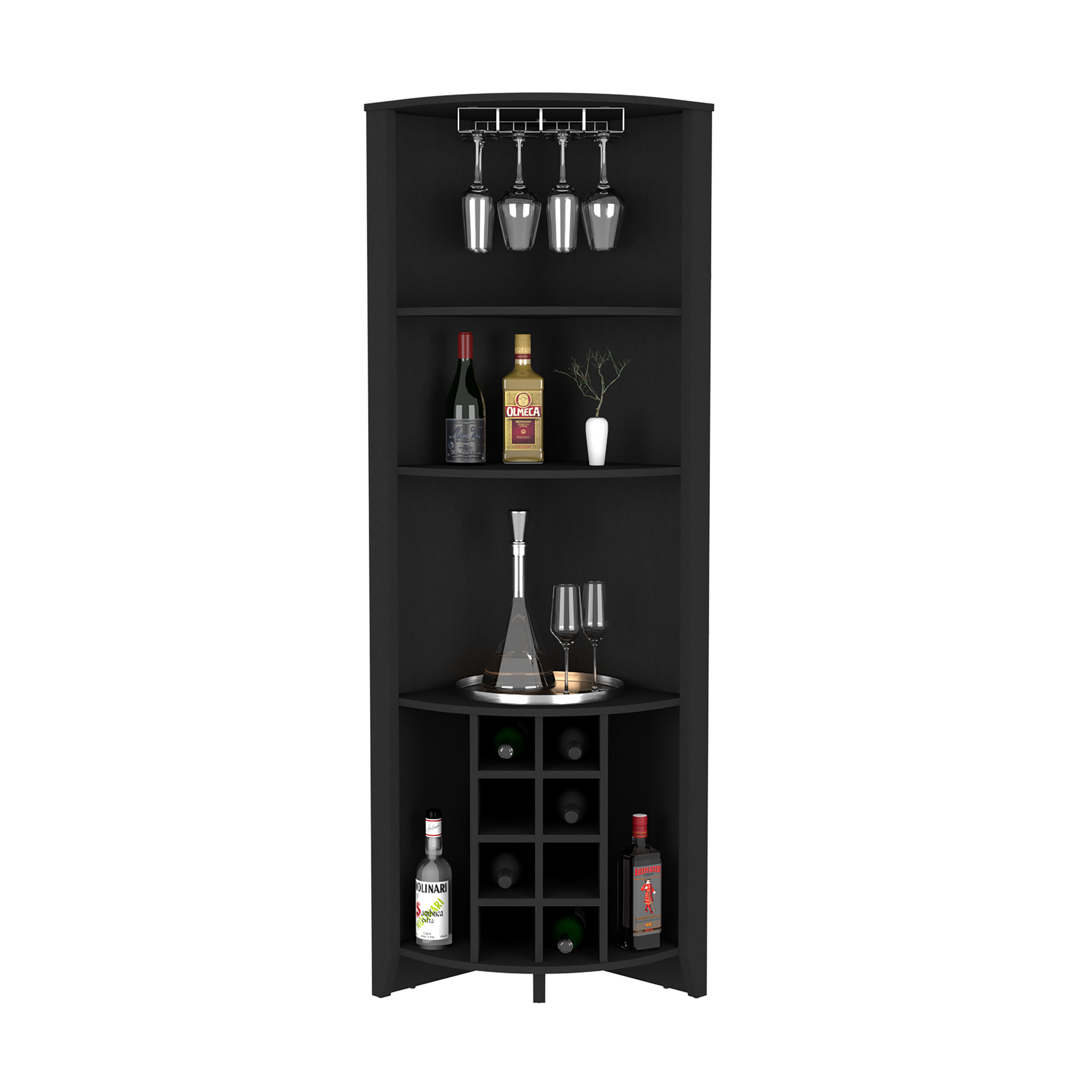 Corner Bar Cabinet Castle, Living Room, Black Black Particle Board Particle Board