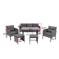 6 Piece Patio Wicker Sectional Set Patio Backyard Conversation Set Grey Wicker Dark Grey Cushion Yes Complete Patio Set Grey Rust Resistant Frame Mildew Resistant Cushion Garden & Outdoor Classic,Modern Multiple Chairs Seating Group Fiber Foam Pads