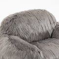 Bean Bag Chair Lazy Long Hair Sofa Bean Bag Chair Adult, Teen High Density Foam Filled Modern Focus Chair Comfortable Living Room, Bedroom Chair Grey Faux Fur
