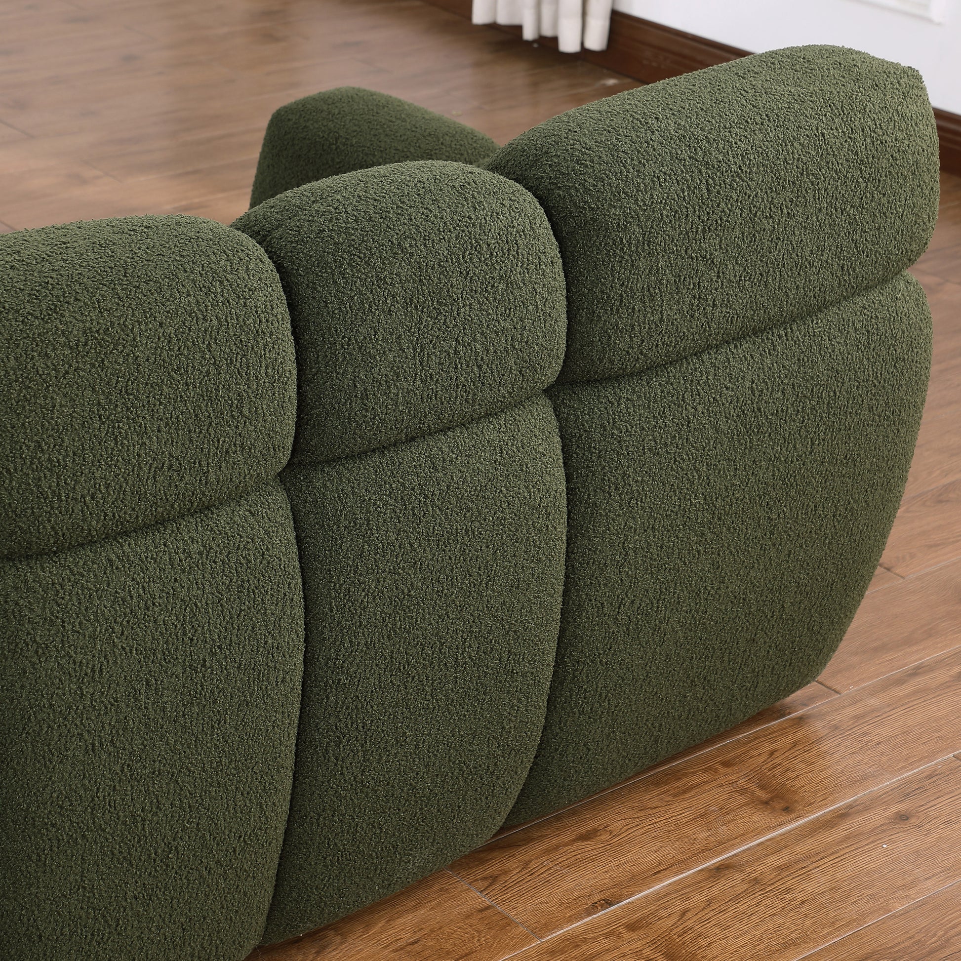 Sofa And Seater ,Human Body Structure For Usa People, Marshmallow Sofa,Boucle Sofa ,Olive Green Boucle Olive Green Light Brown Wood Primary Living Space Medium Soft Split Back Eucalyptus Rolled Arms Boucle 3 Seat