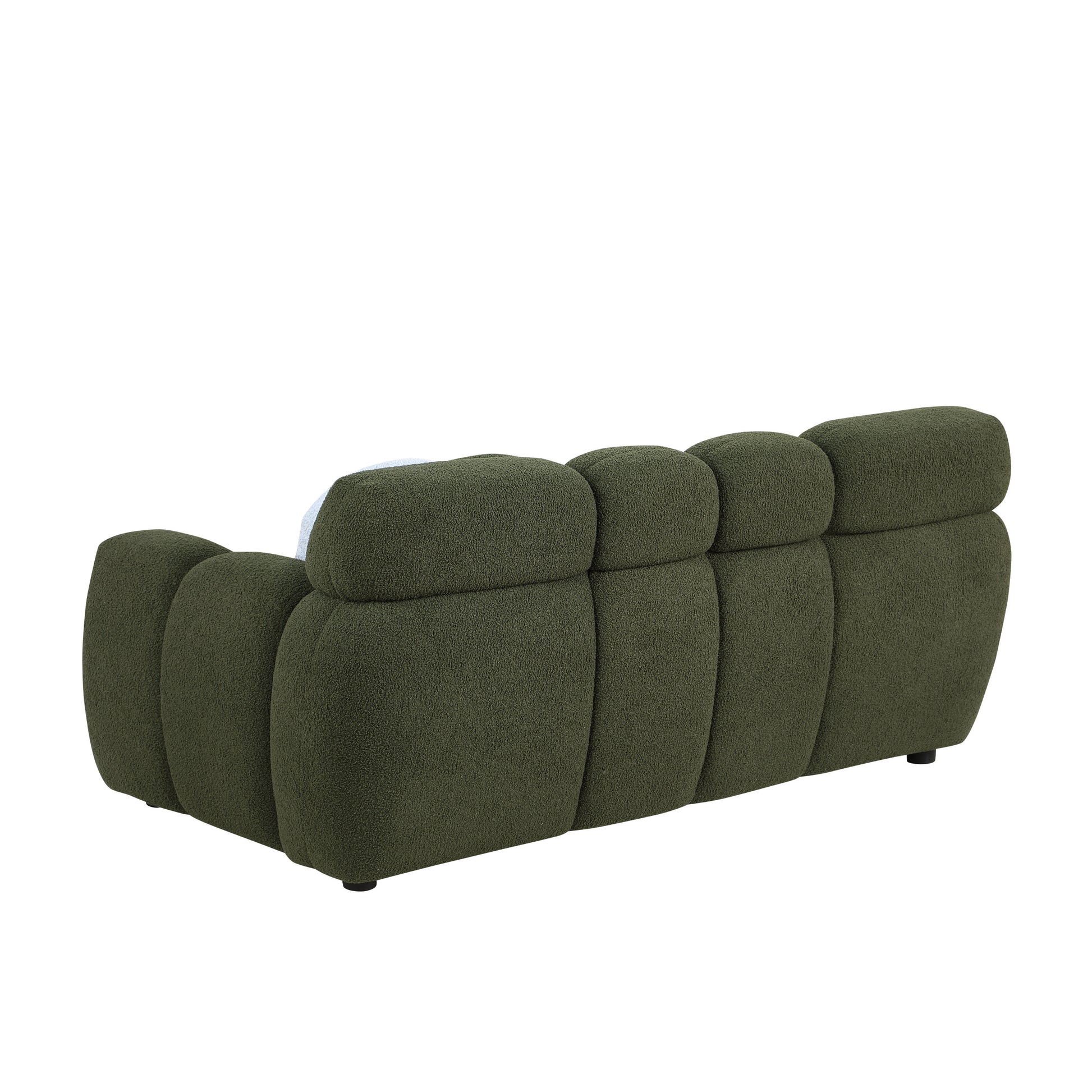 64.96 Length ,35.83" Deepth ,Human Body Structure For Usa People, Marshmallow Sofa,Boucle Sofa ,2 Seater, Olive Green Boucle Olive Green Light Brown Wood Primary Living Space Medium Soft Split Back Eucalyptus Rolled Arms Boucle 3 Seat