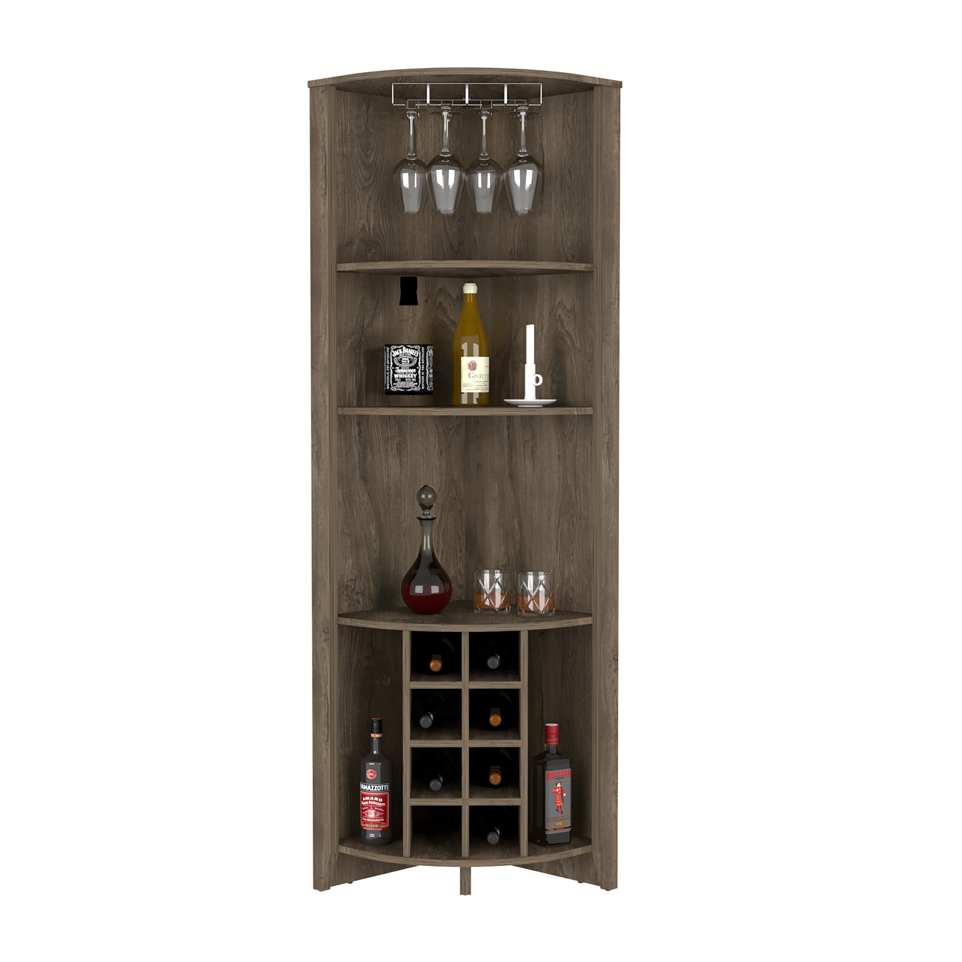 Corner Bar Cabinet Castle, Living Room, Dark Brown Dark Brown Particle Board Particle Board