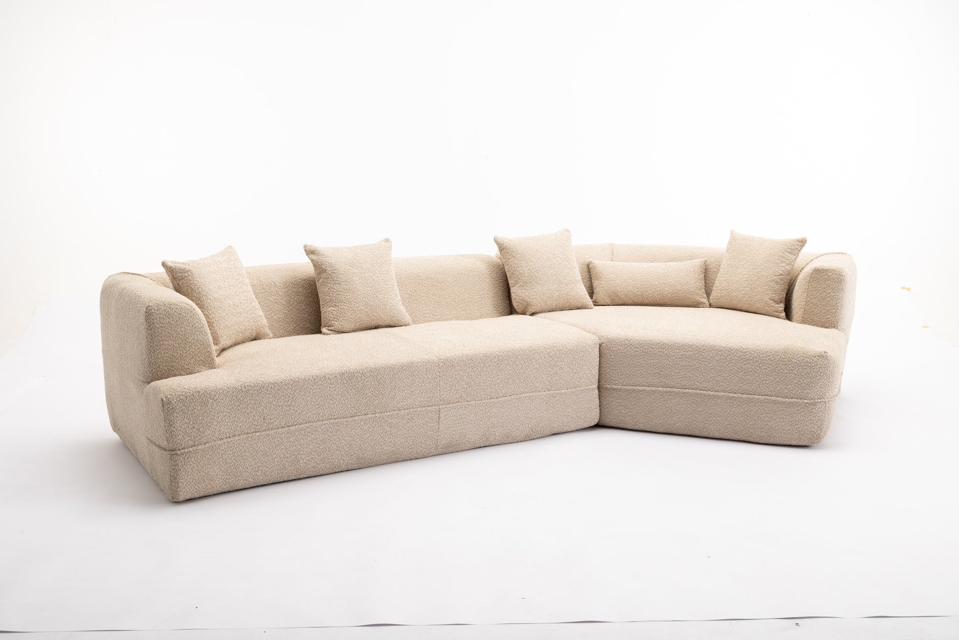 Modular Living Room Sofa Set, Modern Minimalist Style Sofa, Salon Upholstered Sleeper Sofa, 2 Pc Free Combination, Round Fiber Fabric, Anti Wrinkle Fabric, Brown Light Brown Polyester Primary Living Space Medium Soft Tight Back Flared Arms Fiber Foam