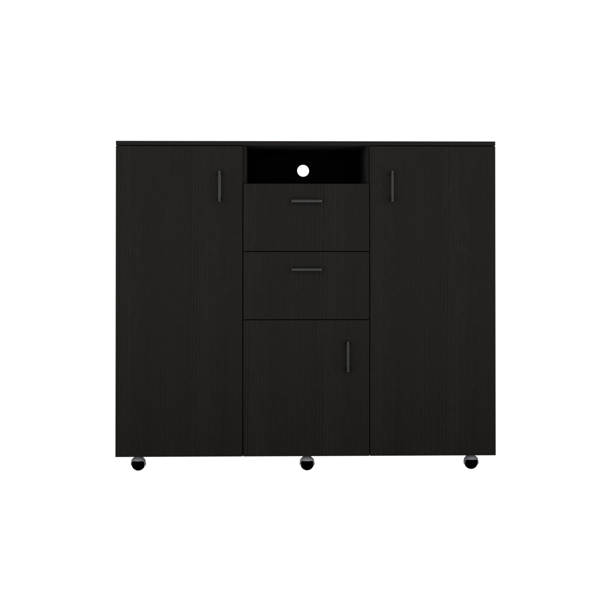 Double Door Cabinet Dresser Quizz, Bedroom, Black Black Particle Board Particle Board