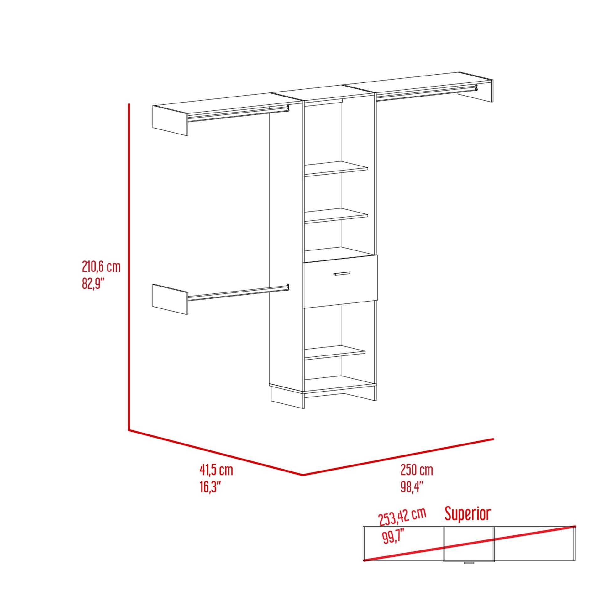 250 Closet System British, Bedroom, Black Black Particle Board Particle Board