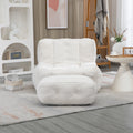 Fluffy Bean Bag Chair, Comfortable Bean Bag For Adults And Children, Super Soft Lazy Sofa Chair With Memory Foam And Ottoman, Indoor Modern Focus Bean Bag Chair For Living Room, Bedroom, Apartment White Velvet