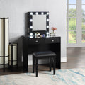 Black Makeup Vanity And Stool Set With 10 Lights And Usb Port And Power Outlet, 2X Drawers Luxurious Style Furniture Black Drawer 2 Drawers Bedroom Luxury,Modern Wood
