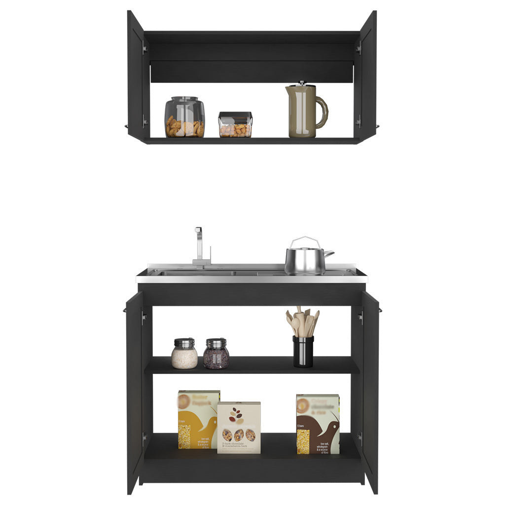 Cabinet Set Zeus, Garage, Black Black Particle Board Particle Board