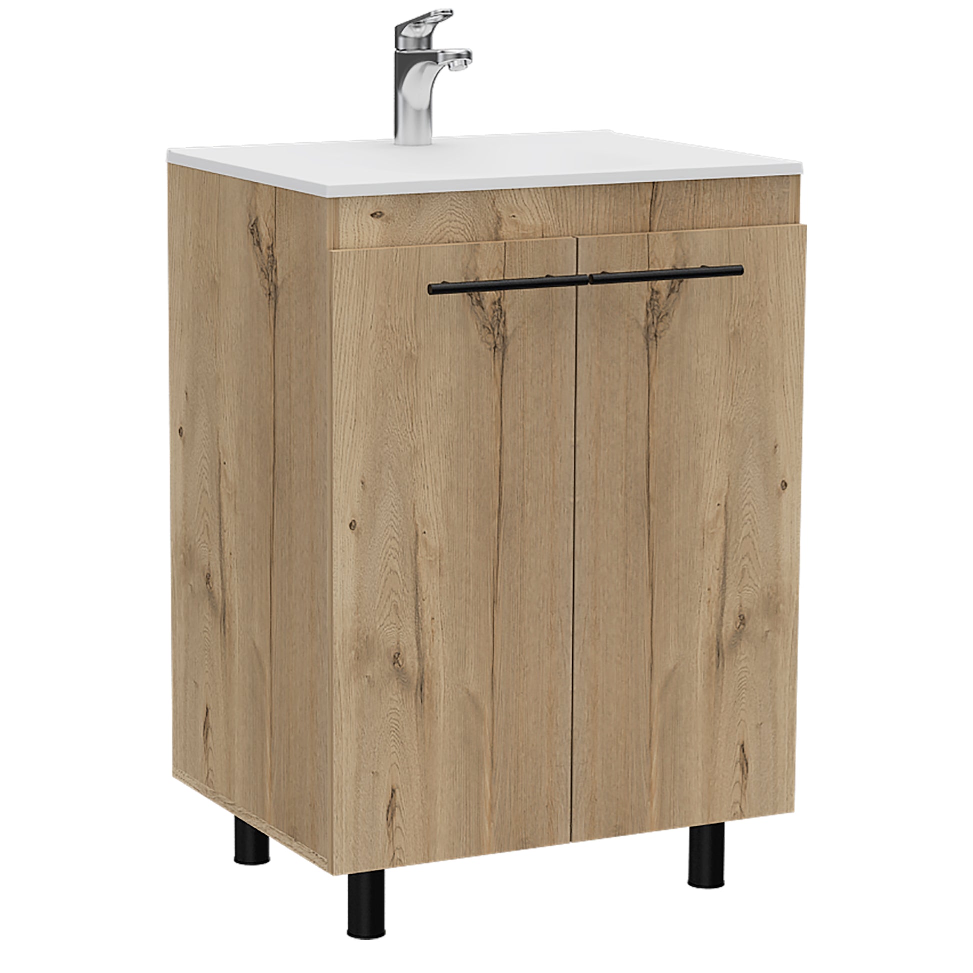 Floor Cabinet Oxnard, Bathroom, Light Oak Light Oak Particle Board Particle Board