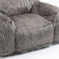 Bean Bag Chair Lazy Long Hair Sofa Bean Bag Chair Adult, Teen High Density Foam Filled Modern Focus Chair Comfortable Living Room, Bedroom Chair Grey Faux Fur
