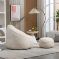 Bedding Bean Bag Sofa Chair High Pressure Foam Bean Bag Chair Adult Material With Padded Foam Padding Compressed Bean Bag With Footrest Beige Microfiber