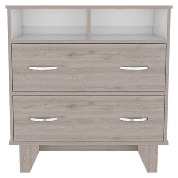 Double Drawer Dresser Arabi, Bedroom, Light Gray White Light Gray Particle Board Particle Board