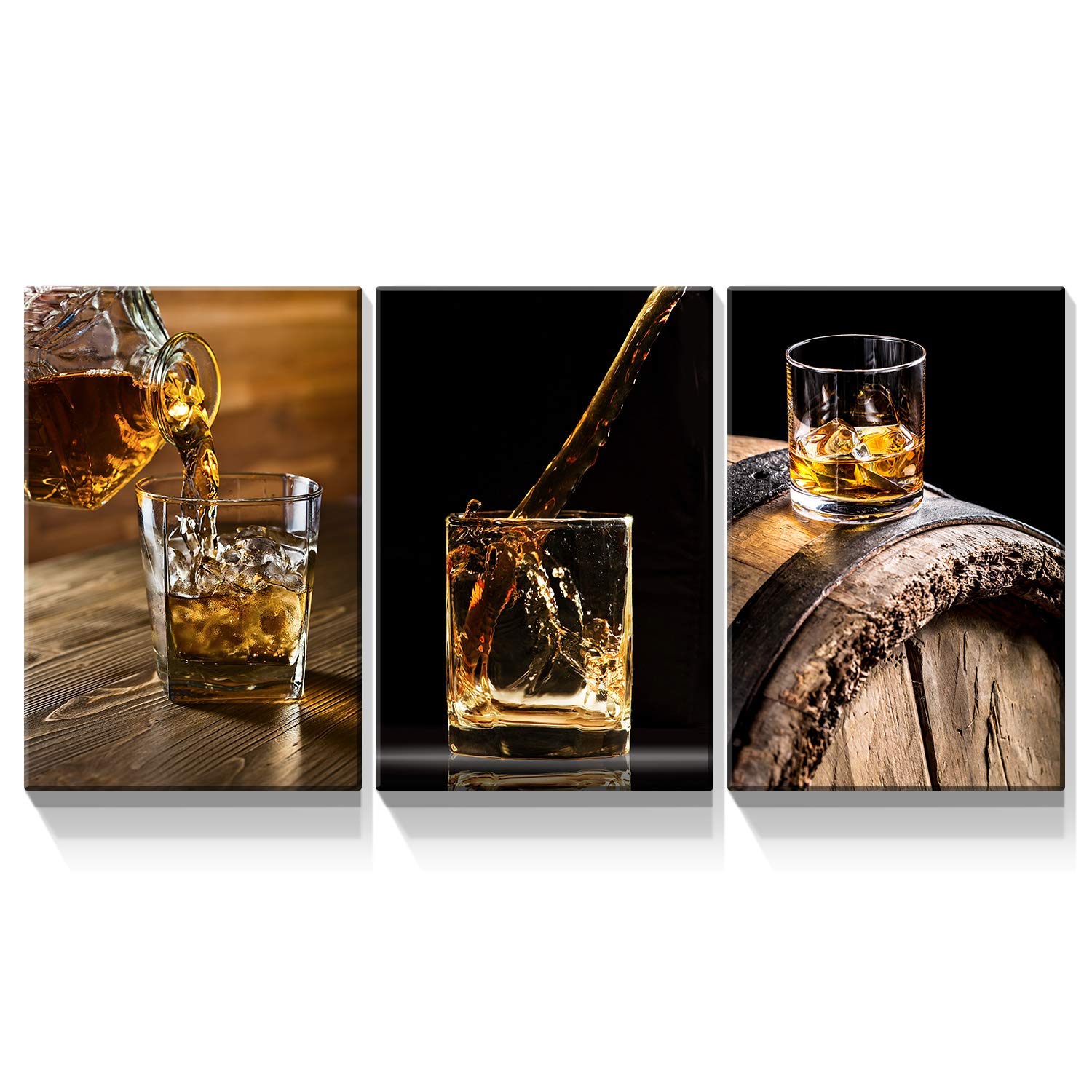 3 Panels Framed Canvas Whiskey Wall Art Decor,3 Pieces Mordern Canvas Painting Decoration Painting For Chrismas Gift, Office,Dining Room,Living Room, Bathroom, Bedroom Decor 2436In Thickness 1.5Inch Rectangle Framed Multicolor Oversized 41In Canvas