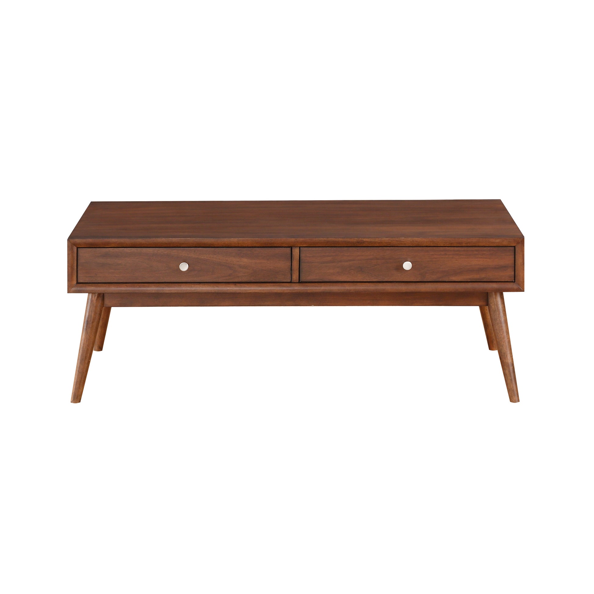 Retro Modern Style 1Pc Coffee Table With 2X Drawers Brown Finish Living Room Furniture Walnut Veneer Wooden Furniture Brown Brown Primary Living Space Modern,Retro Rectangular Drawers Coffee & End Tables Wood