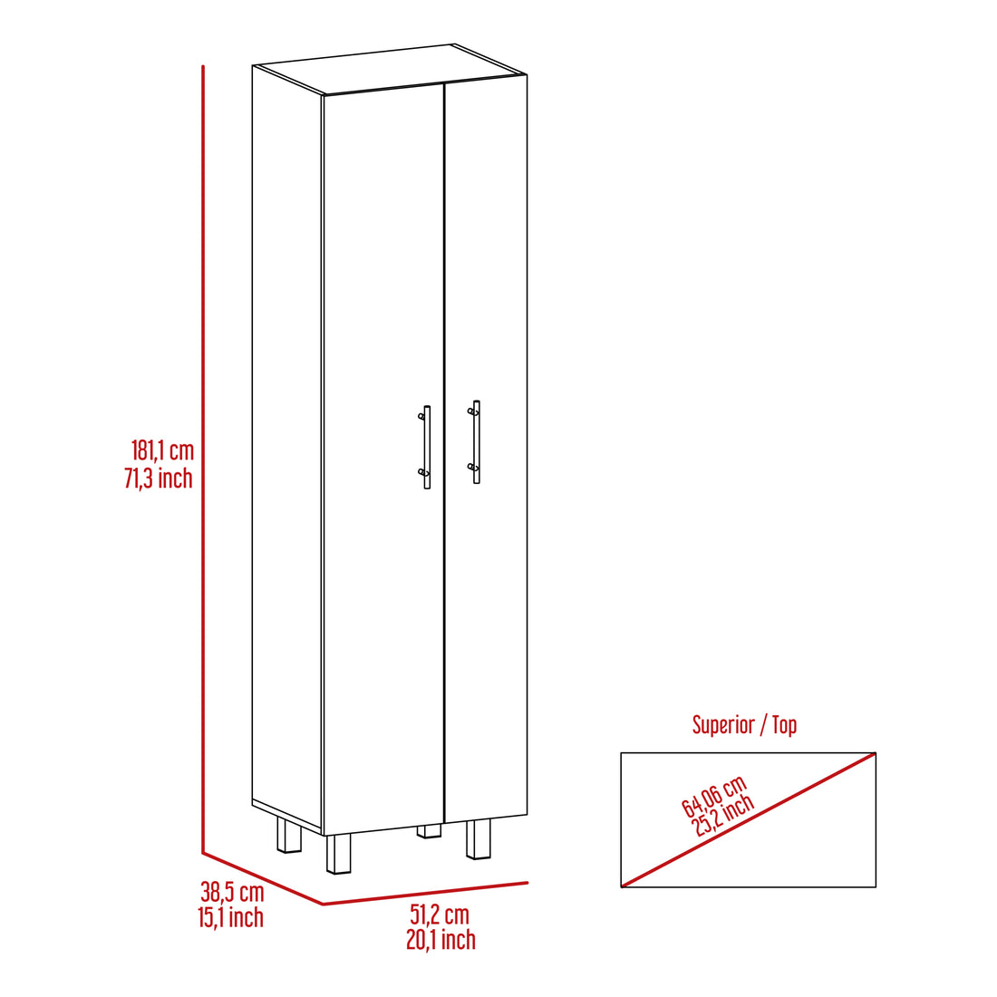 Closet Pantry Copenhague, Bedroom, White White Particle Board Particle Board