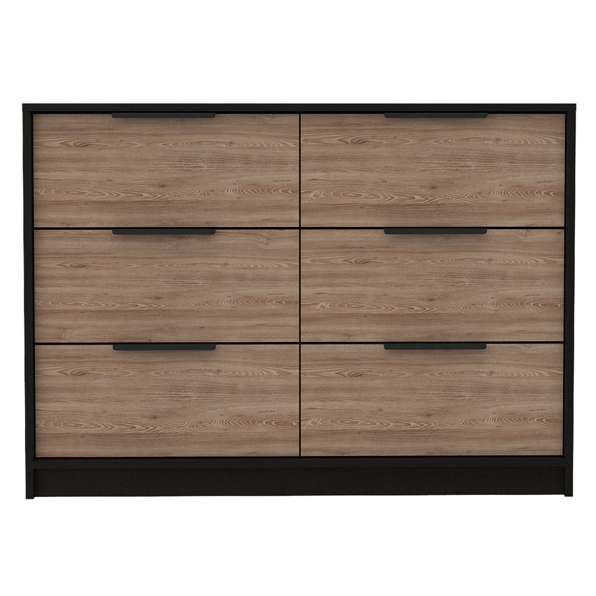 4 Drawer Double Dresser Maryland, Bedroom, Black Pine Multicolor Particle Board Particle Board