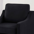 Modern Armchair, Living Room Single Seat Sofa Chair With Wooden Legs, Upholstered Velvet Accent Chair For Living Room, Bedroom,Black Black Espresso Velvet Wood Primary Living Space Medium Soft Cushion Back American Design Rubberwood Square Arms Foam