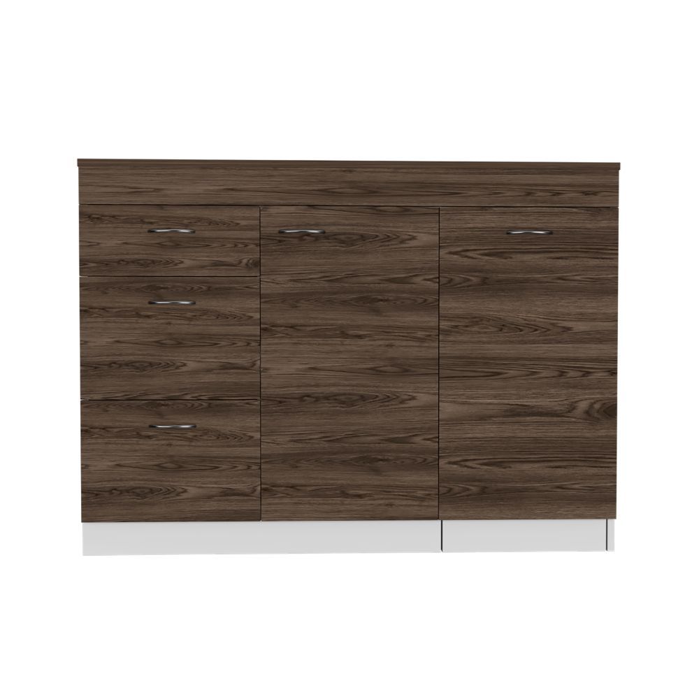 Kitchen Island Metask, Kitchen, White Dark Walnut Multicolor Particle Board Particle Board